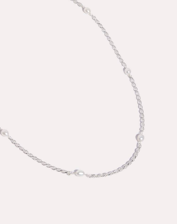 Pearl Twist Silver Necklace Chain